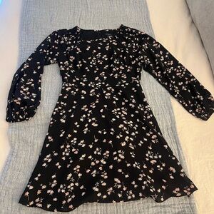 Ann Taylor Black and White Ruffled A-Line Dress